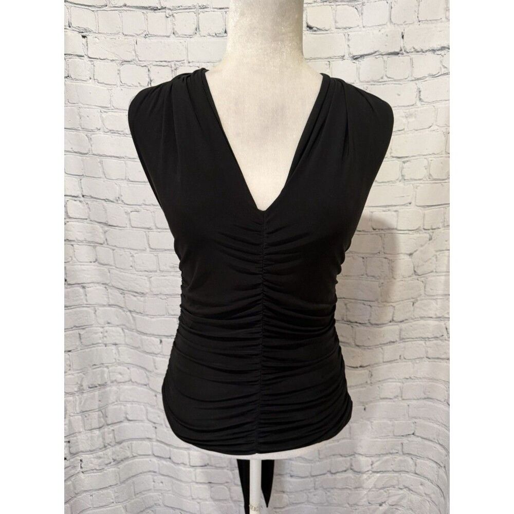 Fredericks of Hollywood Convertible black V-neck top with gathered ruching Large